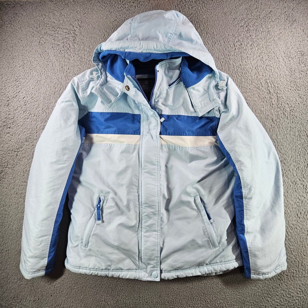 Alaska Frontier Mens Blue Hooded Fleece Lined Winter Parka Jacket Medium
